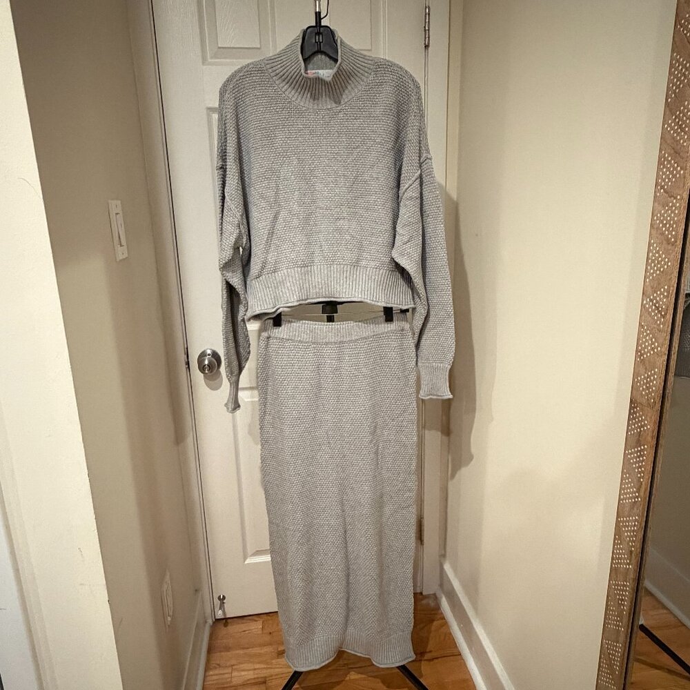 Free People Gray Sweater Set
